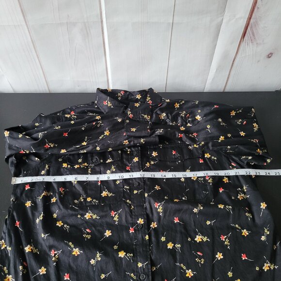 Lauren Ralph Lauren Black Floral Print Blouse, 100% Cotton, Women’s 1X, Floral - Picture 8 of 9